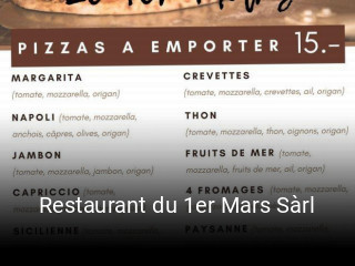 Jetzt bei Restaurant du 1er Mars Sàrl einen Tisch reservieren