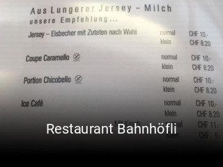 Restaurant Bahnhöfli tisch reservieren