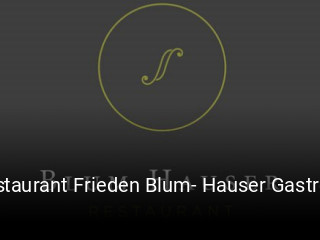 Restaurant Frieden Blum- Hauser Gastronomie reservieren