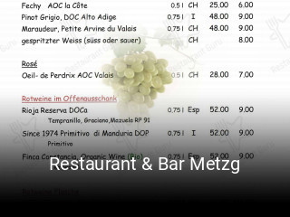 Jetzt bei Restaurant & Bar Metzg einen Tisch reservieren