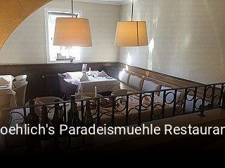 Jetzt bei Koehlich's Paradeismuehle Restaurant einen Tisch reservieren