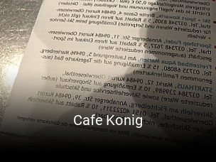 Cafe Konig tisch reservieren